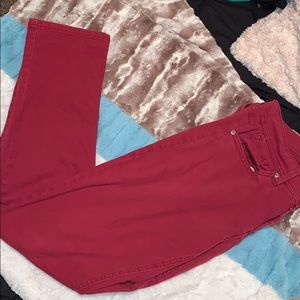 red or maroon pants